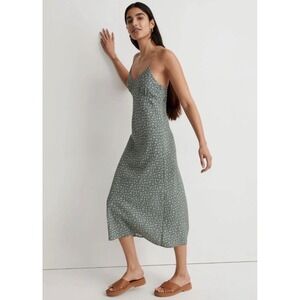 Madewell Babydoll Fairy Floral‎ Slip Midi Dress Green Women's 4 Dainty Romantic